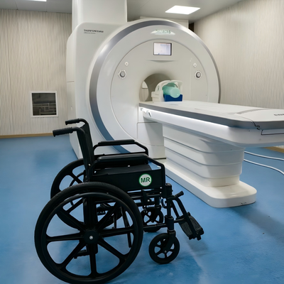 Składany niemagnetyczny wózek inwalidzki z rozmiarem siedzenia 460 mm i bezpieczną konstrukcją MRI dla szpitali